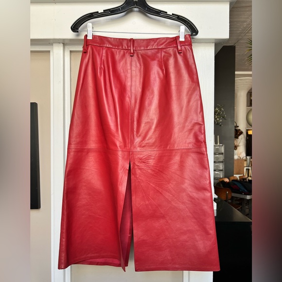 Zara Studio Red Leather Skirt, Size M - Picture 5 of 7